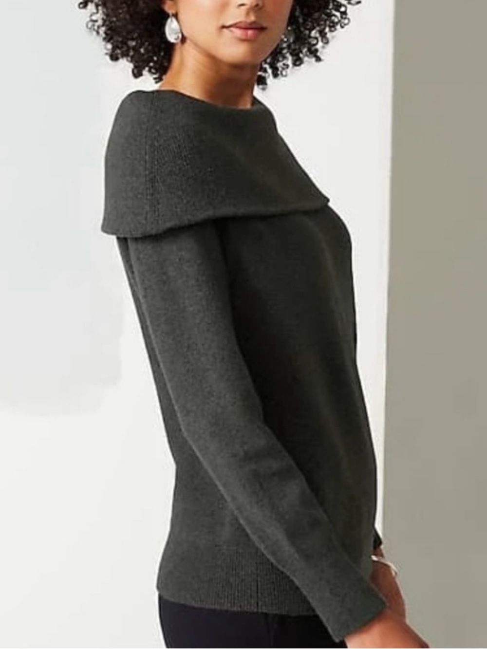 J. Jill PureJill Portrait Collar Sweater Women’s Size L Off Shoulder Charcoal